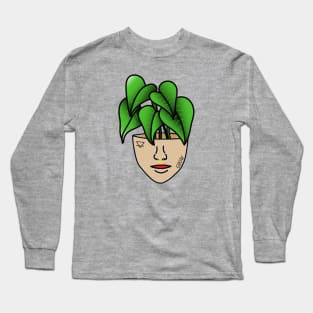 Tropical Plant Person With Face Tattoos and Septum Piercing Long Sleeve T-Shirt